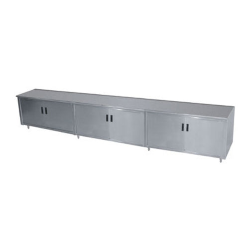 Advance Tabco HB-SS-3012 - Work Table, 144"W x 30"D, cabinet base with hinged doors, 14 gauge 304 stainless steel top,