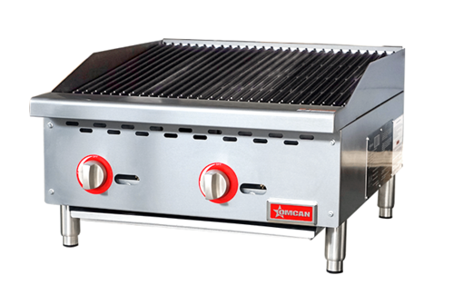 Omcan 47377 24 Inch Gas Charbroiler Countertop with 2 Burners 70000 BTU