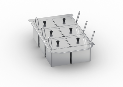 RATIONAL 60.75.306 - Portion Basket Kit, includes (6) 1/6 GN solid baskets with lids and frame, for size 2-S