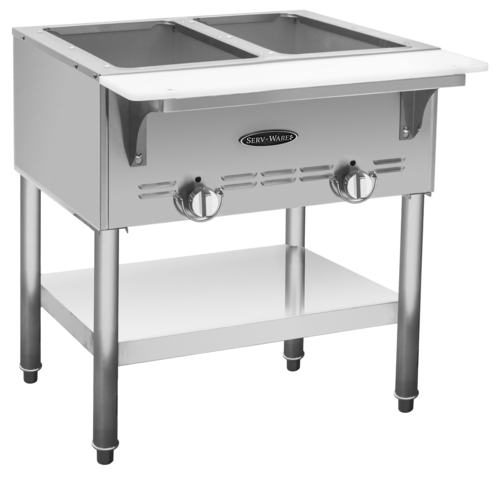 Serv-Ware SWGST-2 - Serv-Ware - Gas Cooking - 2 Bay Gas Steam Table - Natural Gas - 30.39"W x 22.5"D x 33.15"H - (2)