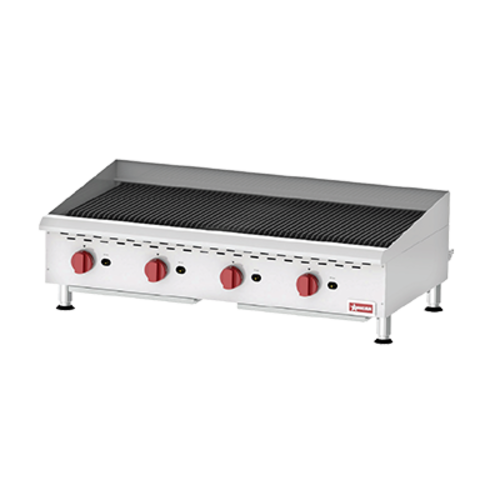 Omcan 43729 48 Inch Charbroiler Gas Stainless Steel with 4 Burners 160000 BTU