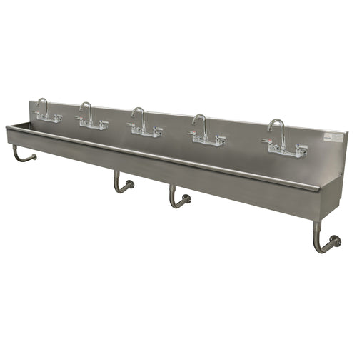 Advance Tabco 19-18-100-F - Multiwash Hand Sink, wall mounted, includes (5) faucets, 100