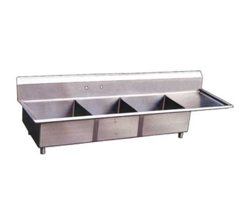 Omcan 22116 75 Inch 3 Compartment Pot Sink Stainless Steel with Corner Drains