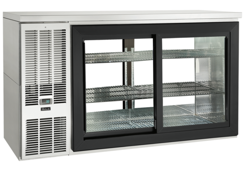 Perlick Corporation SDPS60 - Pass-Thru Sliding Door Refrigerated Back Bar Cabinet, two-section, 60"W, self-contained side mount