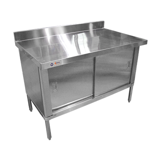 Omcan 28644 72 Inch Work Table Cabinet Base with Sliding Doors Stainless Steel