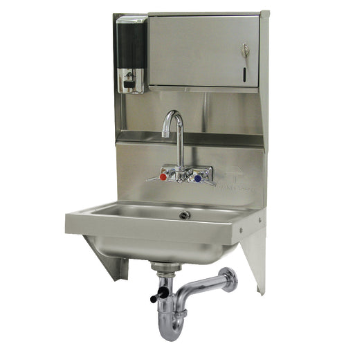 Advance Tabco 7-PS-69 - Hand Sink, wall mounted, 14" wide x 10" front-to-back x 5" deep bowl, 20 gauge 304 stainless steel,