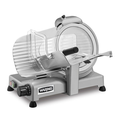 Waring WCS250SV - Commercial Food Slicer, electric, 10" tempered chrome blade, adjustable slice thickness (0-19/32"),