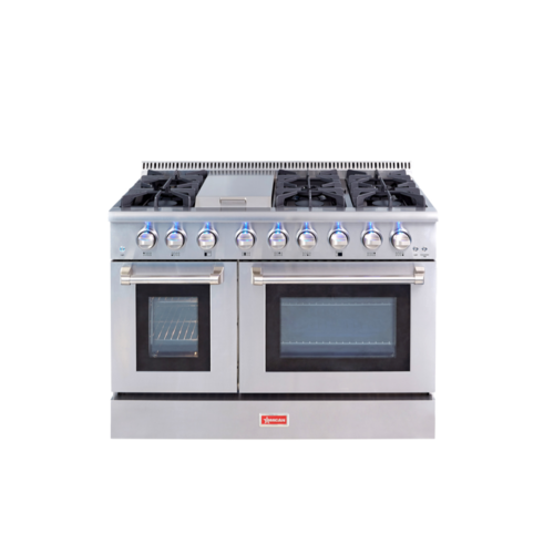 Omcan 48596 48 Inch Gas Range with 6 Burners and Dual Ovens