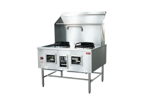 Omcan 48413 47-1/2 Inch Gas Wok Range with 2 Burners 220000 BTU