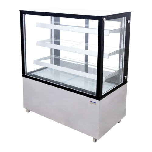 Omcan 44383 48 Inch Square Glass Refrigerated Display Case Floor Model 18.71 cu ft