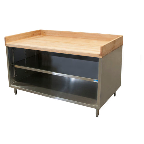 BK Resources CMBT-3060 - Chef Table, cabinet base with open front, 60"W x 30"D x 39"H overall size, 1-3/4" thick hard maple