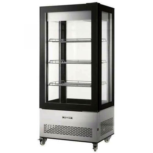 Omcan 44474 33 Inch Refrigerated Display Case Electric Floor Model Stainless Steel with LED Lighting