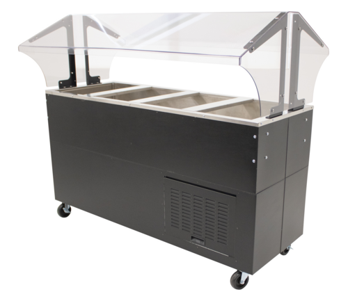 Advance Tabco BMACP4-B-SB - Serving Counter with Mechanically Assisted Cold Pan, includes: double sided sneeze guard, 62-7/16
