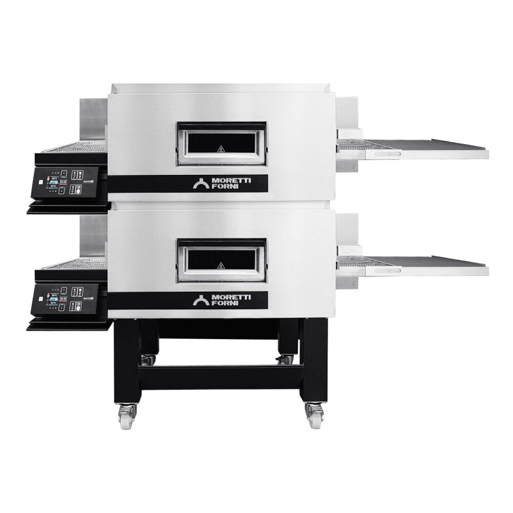Moretti Forni TT96E Electric Double Stacked Conveyor Oven with Stand and (2) 25 3/4