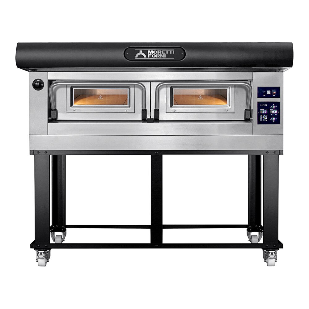 Moretti Forni P120E C Electric Single Deck Oven with Stand and Tray Holder Slides - 240V, 51 3/16
