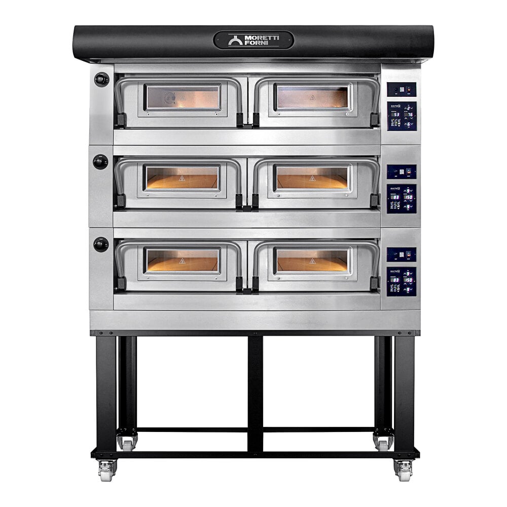 Moretti Forni P120E C Electric Triple Deck Oven with Stand and Tray Holder Slides - 208V, 51 3/16"
