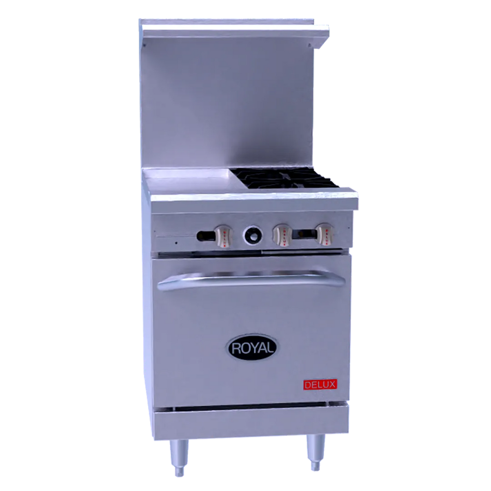 Royal Range RDR-4 24" Gas Restaurant Range w/ (4) Open Burners, (1) Space Saver Oven, 147.000 BTU