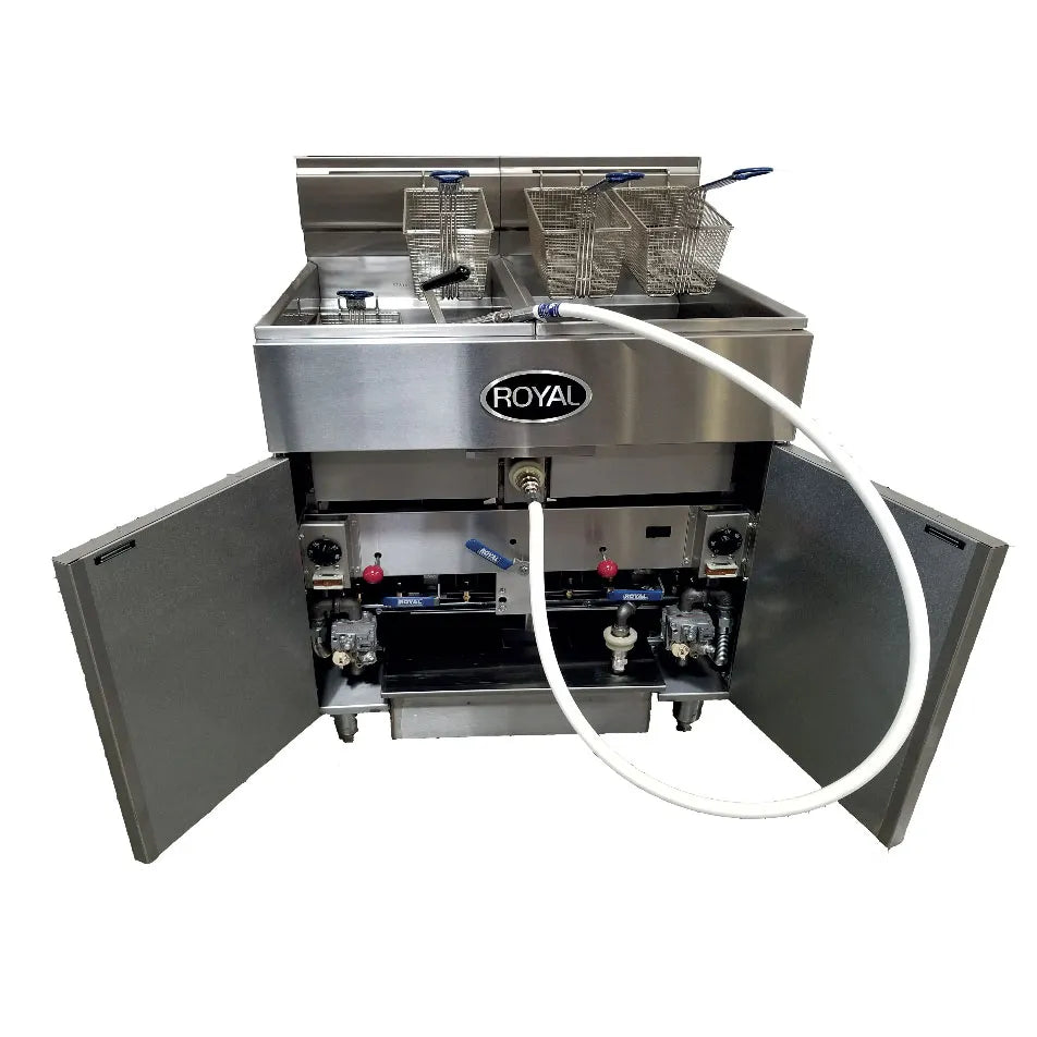 Royal Range RFT-60-5-DM2 Multi-Battery Gas Fryer w/ (5) 60-lb Vats, Built-In Filter