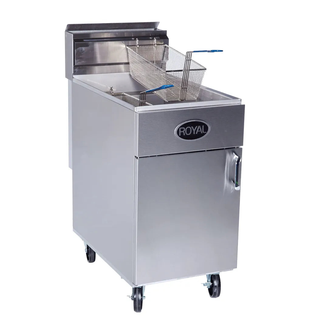 Royal Range RFT-75 Full Pot Floor Model Gas Fryer w/ 75-lb Capacity, Tube-Fired