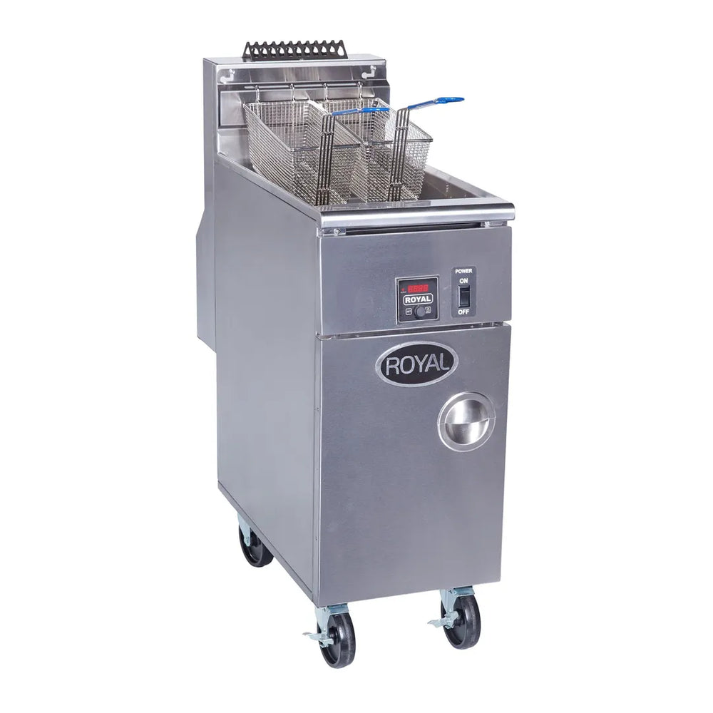 Royal Range RHEF-45-DM2 Full Pot Gas Fryer w/ 50-lb Capacity, Twin Baskets, 3 Burners