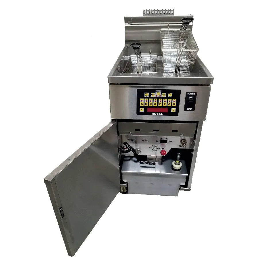 Royal Range RHEF-60-DM2 Full Pot Gas Fryer w/ 60-lb Capacity, 3 Baskets, 3 Burners