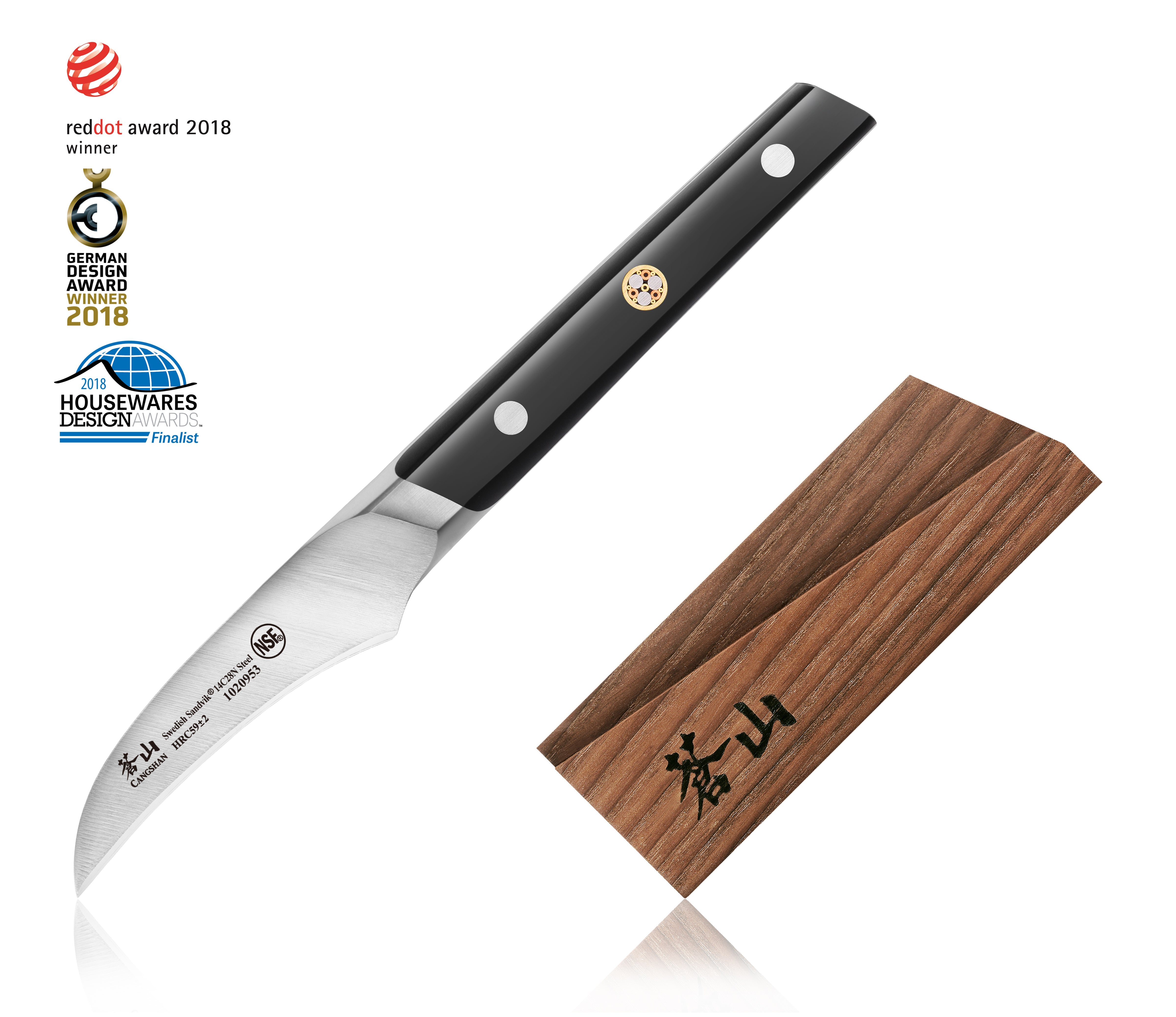Cangshan 1020960 TC Series 2.75-Inch Peeling Knife with Ash Wood Sheath